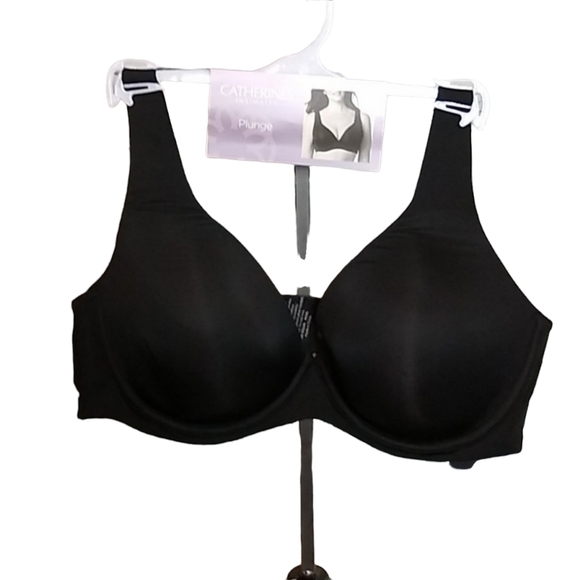 Catherine's Intimates 42D Plunge Bra Black Medium Coverage Underwire NEW - Picture 1 of 12